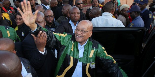 ANC leader Jacob Zuma greets supporters during his election campaign in Atteridgeville, South Africa July 5, 2016.