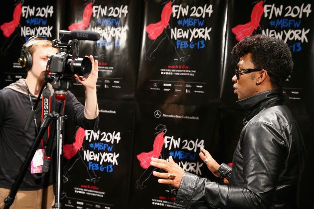 NEW YORK, NY - FEBRUARY 09: Designer David Tlale backstage at the David Tlale fashion show during Mercedes-Benz Fashion Week Fall 2014 at The Pavilion at Lincoln Center on February 9, 2014 in New York City. (Photo by Astrid Stawiarz/Getty Images for Mercedes-Benz Fashion Week)