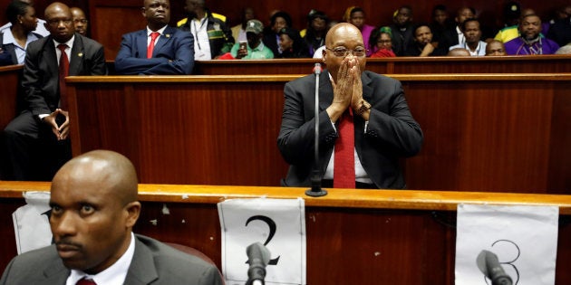 Former South African president Jacob Zuma is seen at the KwaZulu-Natal High Court in Durban, South Africa April 6, 2018.