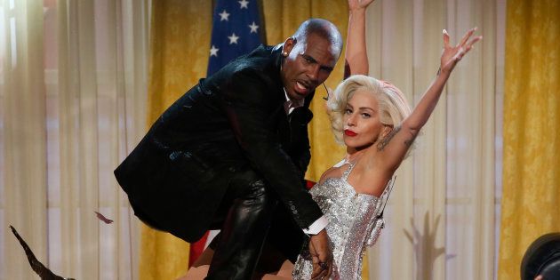 Lady Gaga and R Kelly perform 'Do What You Want' at the 41st American Music Awards in Los Angeles, California, on November 24 2013.
