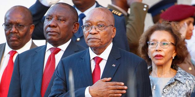 President Jacob Zuma takes the national salute ahead of his State of the Nation Address (Sona) to a joint sitting of the National Assembly and the National Council of Provinces in Cape Town, South Africa, February 9, 2017.