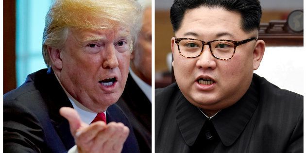 FILE PHOTO: A combination photo shows U.S. President Donald Trump and North Korean leader Kim Jong Un (R) in Washignton, DC, U.S. May 17, 2018 and in Panmunjom, South Korea, April 27, 2018 respectively. REUTERS/Kevin Lamarque and Korea Summit Press Pool/File Photos