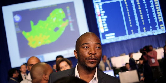 DA leader Mmusi Maimane looks on at the results centre in Pretoria on August 4, 2016.