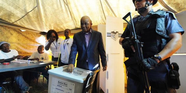 MASERU, LESOTHO - FEBRUARY 28: Prime minister Tom Thabane casts his vote in Ha Abia on February 28, 2015 in Maseru, Lesotho. The general elections took place on Saturday, March 1, 2015. (Photo by Gallo Images / Foto24 / Felix Dlangamandla)
