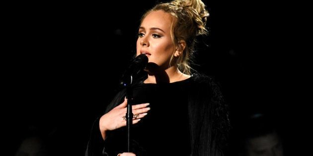 LOS ANGELES, CA - FEBRUARY 12: Recording artist Adele performing a tribute to George Michael onstage during The 59th GRAMMY Awards at STAPLES Center on February 12, 2017 in Los Angeles, California. (Photo by Kevork Djansezian/Getty Images)