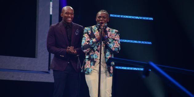 Vazi and Khaya Dladla attends the 22nd annual South African Music Awards (SAMAs) at the Durban International Convention Centre on June 04, 2016 in Durban, South Africa. The SAMAs are the Recording Industry of South Africa's music industry awards, established in 1995.