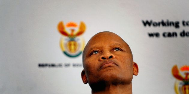 South Africa's new Chief Justice Mogoeng Mogoeng gives a press conference in Pretoria on September 8, 2011.