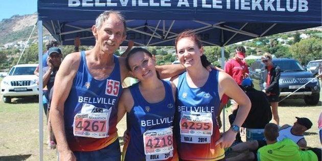 Runner Wietsie van der Westhuizen and his daughters.