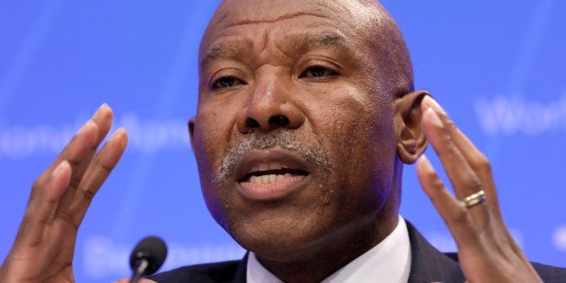 SA Reserve Bank Governor Lesetja Kganyago speaks at IMFC press conference during the IMF/World Bank spring meeting in Washington, U.S., April 21, 2018.