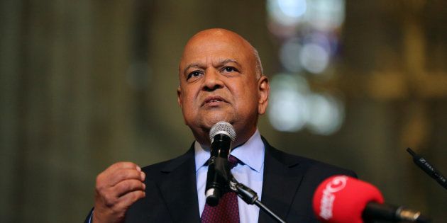 Former South African Finance Minister Pravin Gordhan addresses a memorial service for anti-apartheid veteran Ahmed Kathrada in Cape Town, South Africa April 6, 2017.