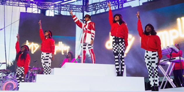 Janelle Monae performs during the 'Dirty Computer' tour at Marymoor Park on June 11 2018 in Redmond, Washington.
