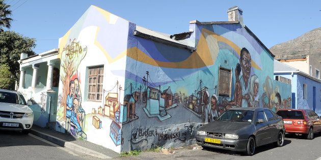 A general view of a mural in Woodstock in July 2014 in Cape Town. Woodstock, a suburb in Cape Town, is considered the most densely packed urban art spot in the country.