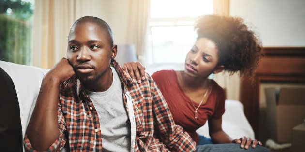 Cropped shot of a young couple having relationship problems at home