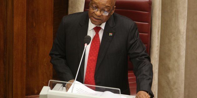 President Jacob Zuma delivers his annual address at the National Council of Provinces (NCOP) on November 09, 2017 in Cape Town, South Africa. Zuma said he would soon announce his decision on the recommendations of the commission that probed the feasibility of free education.