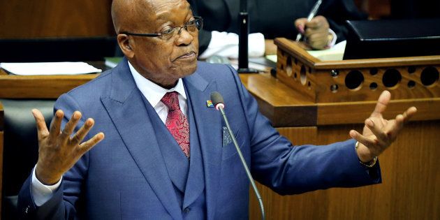 President Jacob Zuma gestures as he addresses parliament in Cape Town, South Africa, November 2, 2017. Picture taken November 2, 2017.