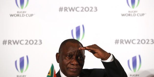 Deputy President Cyril Ramaphosa during the Rugby World Cup 2023 Bid Presentations event at Royal Garden Hotel on September 25, 2017 in London, England.