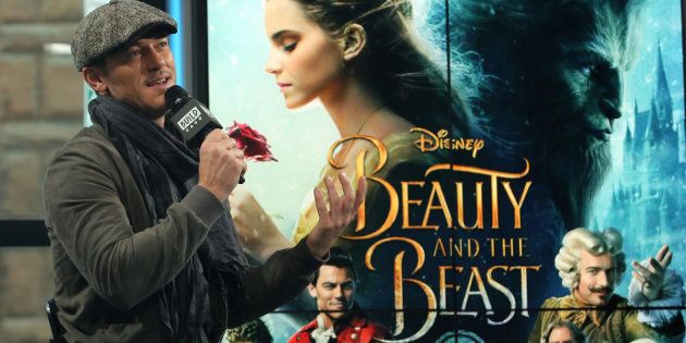 Luke Evans appears to promote 'Beauty And The Beast' during the BUILD Series at the AOL Build Studio.
