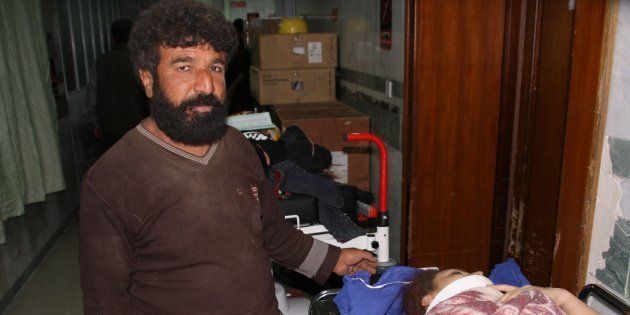 An earthquake victim is aided at Sulaimaniyah Hospital on November 12, 2017, in Sulaimaniyah, Iraq.Officials in Iran reports at least 30 dead and Iraqi officials 6. The US Geological Survey said the magnitude 7.3 temblor was centred 30kms (19 miles) southwest of Halabja, Iraq, near the border with Iran.