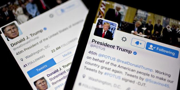 The Twitter Inc. accounts of U.S. President Donald Trump, @POTUS and @realDoanldTrump.