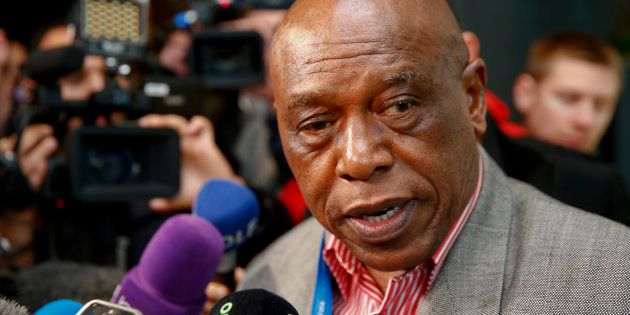 FIFA presidential candidate Tokyo Sexwale talks to journalists before his visit to the CONCACAF meeting in Zurich, Switzerland February 25, 2016. REUTERS/Arnd Wiegmann