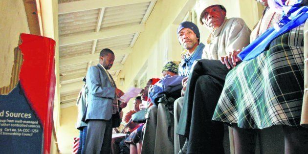 Pensioners waiting for grant payments in Mdantsane, East London.