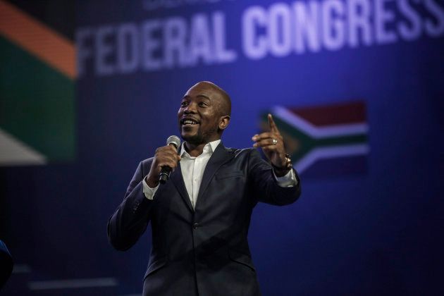 DA leader Mmusi Maimane, addresses the audience during the party's federal congress in Pretoria on April 7, 2018.