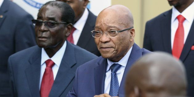Zimbabwean President Robert Mugabe and South African President Jacob Zuma attend the summit of the Southern African Development Community (SADC) in Harare in 2015.