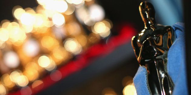 HOLLYWOOD, CA - MARCH 02: Oscar statuette on display backstage during the Oscars held at Dolby Theatre on March 2, 2014 in Hollywood, California. (Photo by Christopher Polk/Getty Images)