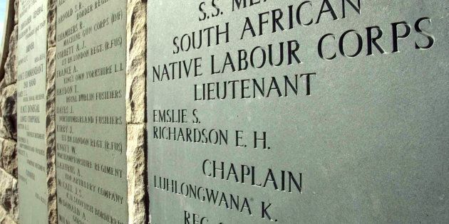 26 March 2000. Commemoration ceremony held in February every year, to mark the 1917 sinking of the SS Mendi troopship, and the death of 600 of the 805 black South African soldiers heading to France to fight in WWI.