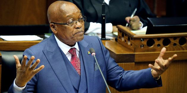 President Jacob Zuma gestures as he addresses parliament in Cape Town, South Africa, November 2, 2017.