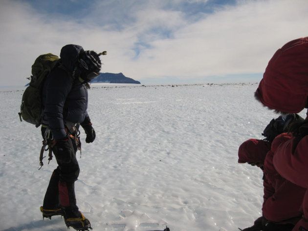 The geologists braved harsh Antarctic conditions to search for the fossils.