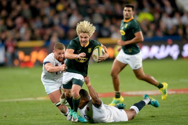 Faf de Klerk in action, on his way to a well-deserved man of the match award. June 09 2018.