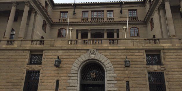 The entrance to 40 Church Square, the squat, fort-like headquarters of national Treasury.