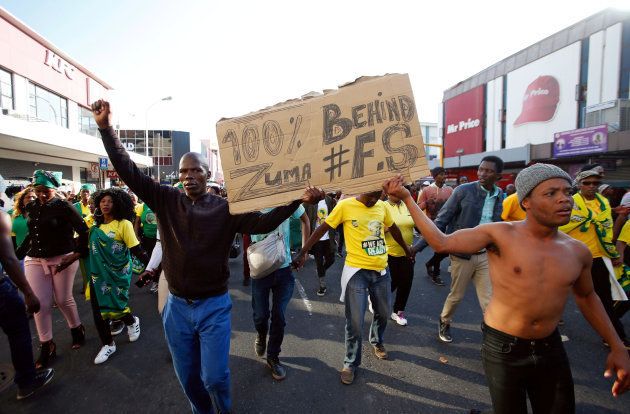 Supporters of Jacob Zuma gather outside the High Court in Durban. June 8 2018.