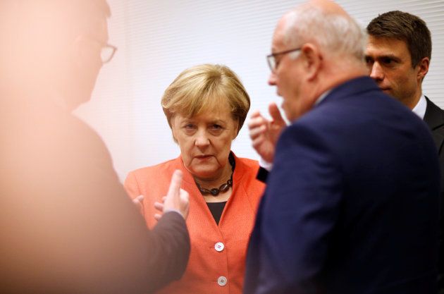 German Chancellor Angela Merkel looks on at a CDU/CSU parliamentary group meeting at the Bundestag in Berlin, Germany, November 20, 2017. REUTERS/Axel Schmidt