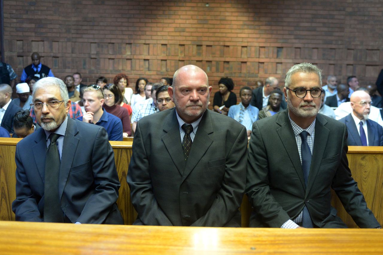 Ivan Pillay, Andries Janse van Rensburg and Johann van Loggerenberg during their appearance at the Pretoria Magistrateï¿½s Court on April 09, 2018 in Pretoria, South Africa. Former SARS officials Ivan Pillay, Johann van Loggerenberg, and Andries Janse van Rensburg are charged with the illegal interception of communications and corruption relating to the installation of cameras installed at the offices National Prosecuting Authority (NPA) which became known as Project Sunday Evenings. (Photo by Gallo Images / Netwerk24 / Deaan Vivier)