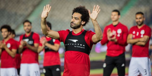 Egyptian striker Mohamed Salah at a training session in Cairo.