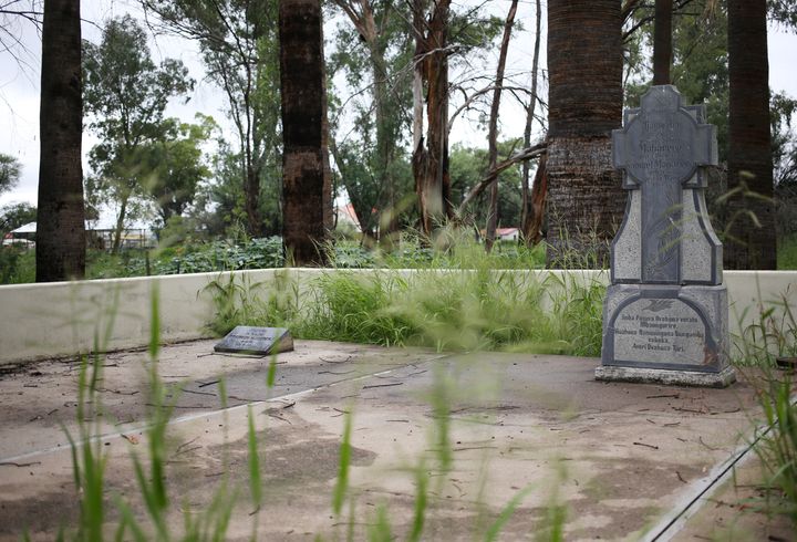 The grave of Samuel Maharero, who led the Herero's fight against the German colonial army, is pictured in Okahandja, north of Windhoek, Namibia, February 21, 2017. Picture taken February 21, 2017. REUTERS/Siphiwe Sibeko