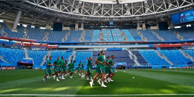 Morocco’s World Cup squad training in St Petersburg, Russia.