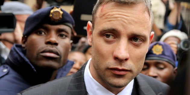 Olympic and Paralympic track star Oscar Pistorius leaves the North Gauteng High Court in Pretoria, South Africa, June 14, 2016.