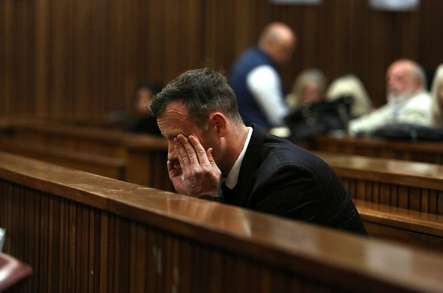 Oscar Pistorius sits in the dock during the third day of his re-sentencing hearing for the 2013 murder of his girlfriend Reeva Steenkamp, in the North Gauteng High Court in Pretoria, South Africa June 15, 2016.