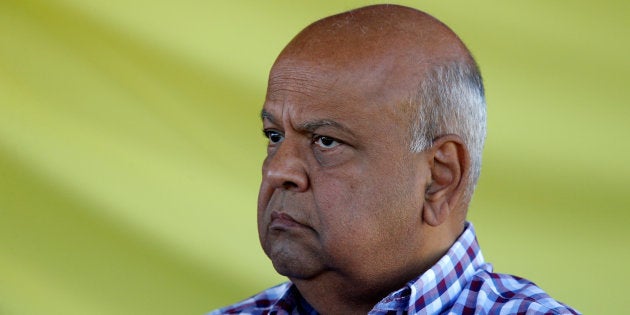 Former finance minister Pravin Gordhan reacts during an SA Communist Party rally in Durban, South Africa, April 22, 2017.