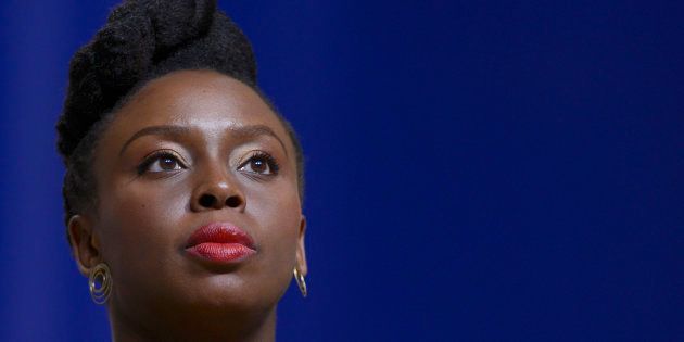 Chimamanda Ngozi Adichie receives an honorary doctorate of Humane Letters from Johns Hopkins University during the commencement ceremony at the Royal Farms Arena on May 18, 2016 in Baltimore, Maryland. (Photo by Leigh Vogel/Getty Images)