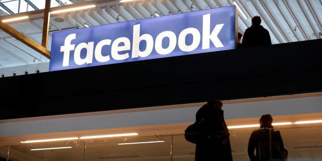 Facebook logo is seen at a start-up companies gathering at Paris' Station F in Paris, France, January 17, 2017. REUTERS/Philippe Wojazer