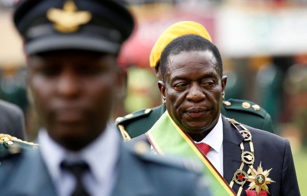 Emmerson Mnangagwa walks after he was sworn in as Zimbabwe's president in Harare, Zimbabwe, November 24, 2017.