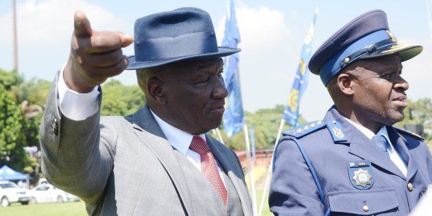 Police minister Bheki Cele and National Police Commissioner General Khehla John Sithole during the South African Police Service (SAPS) parade to officially welcome the new minister at the SAPS Tshwane Academy on March 09 2018 in Pretoria.