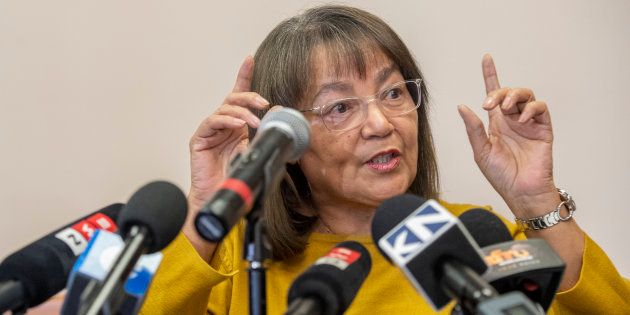 Patricia de Lille addresses the media after her ousting as Cape Town mayor by the Democratic Alliance on May 08, 2018.