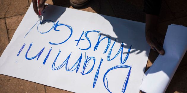 Right2Know campaigners picket outside the Social Development head office in Pretoria over the social grants debacle on March 13, 2017.