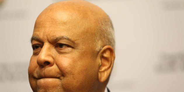 Finance Minister Pravin Gordhan gestures during a press conference ahead of the 2017 budget speech at Parliament on February 22, 2017 in Cape Town, South Africa.