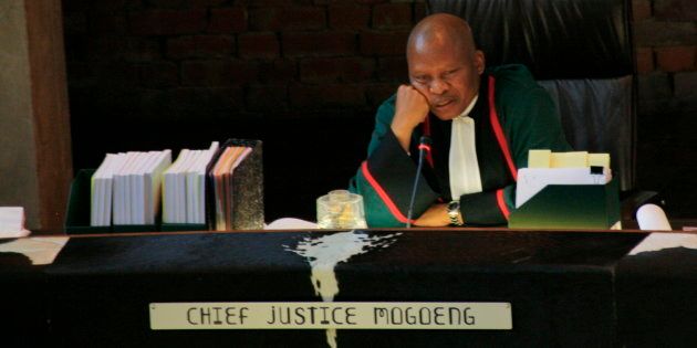 Chief Justice Mogoeng Mogoeng presides over the Constitutional Court in Johannesburg